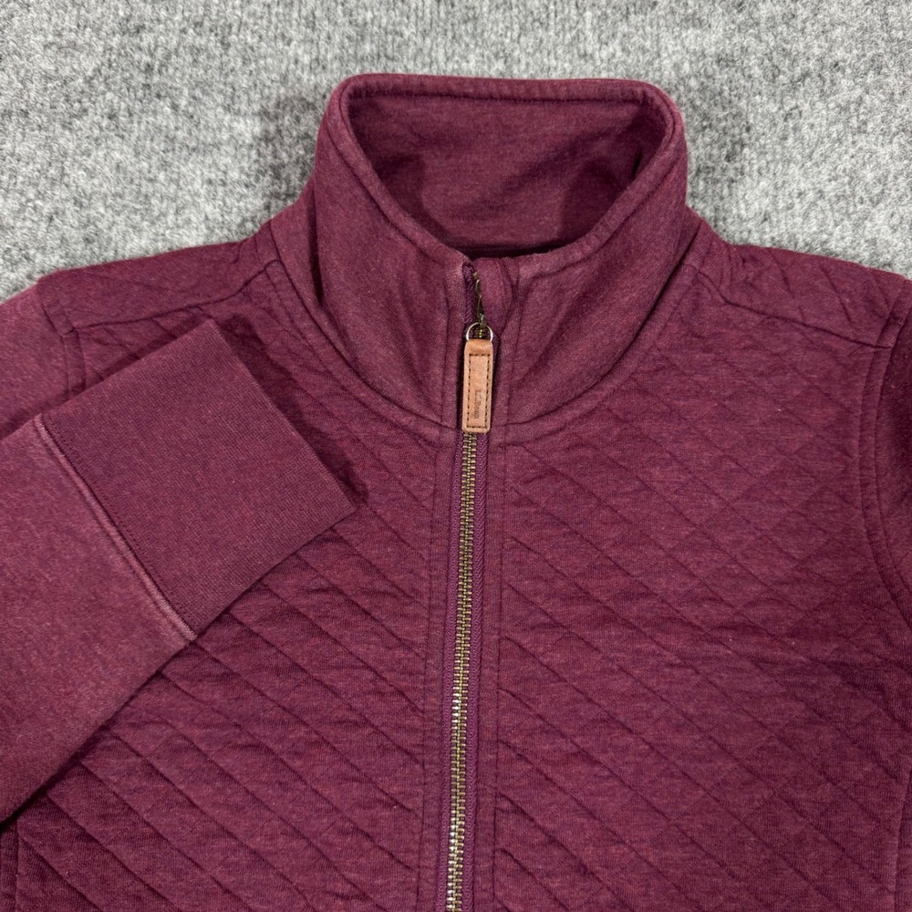 LL Bean Quilted Full Zip Mock Neck Jacket Womens XS Burgundy Cotton Blend EUC